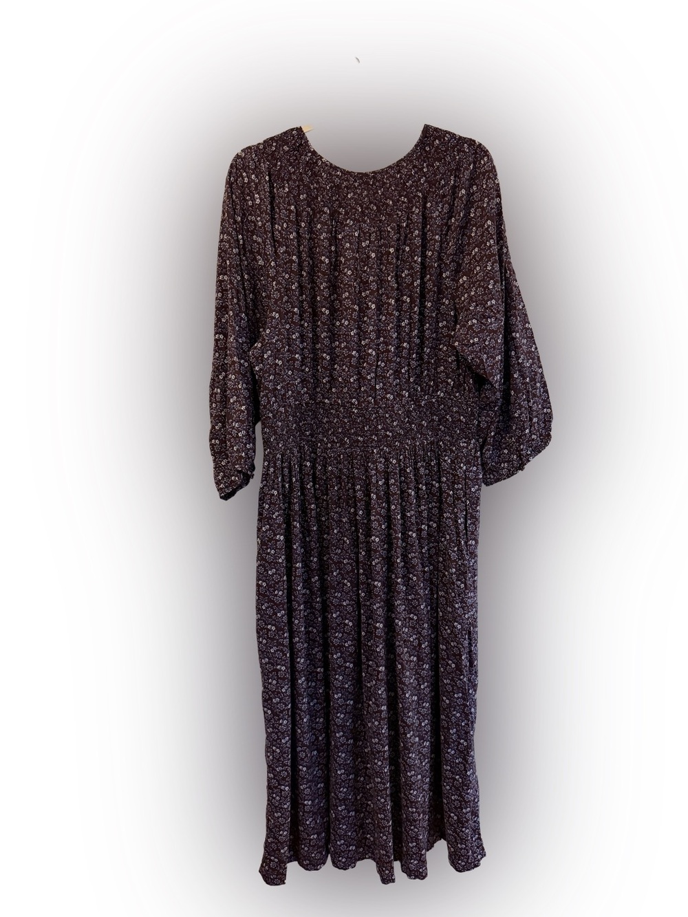 Madewell Shirred Splitneck Floral Midi Dress in Chocolate Raisin, Size XXL, NWT - Picture 7 of 11